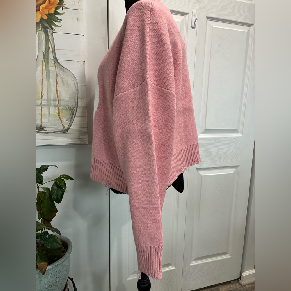 POL Pink Peace Sign Crew Neck Sweater. NWOT - Picture 4 of 8
